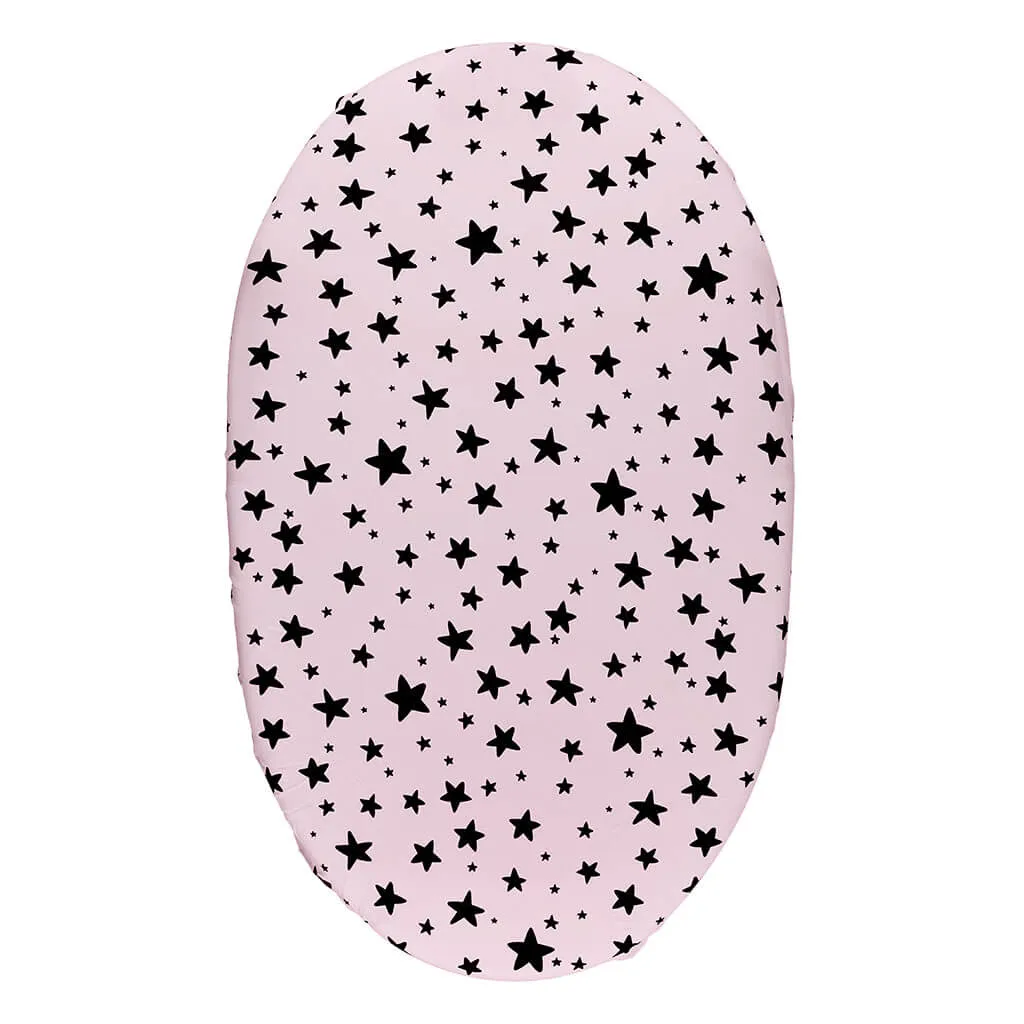 Bassinet Sheet Black Stars/Pink