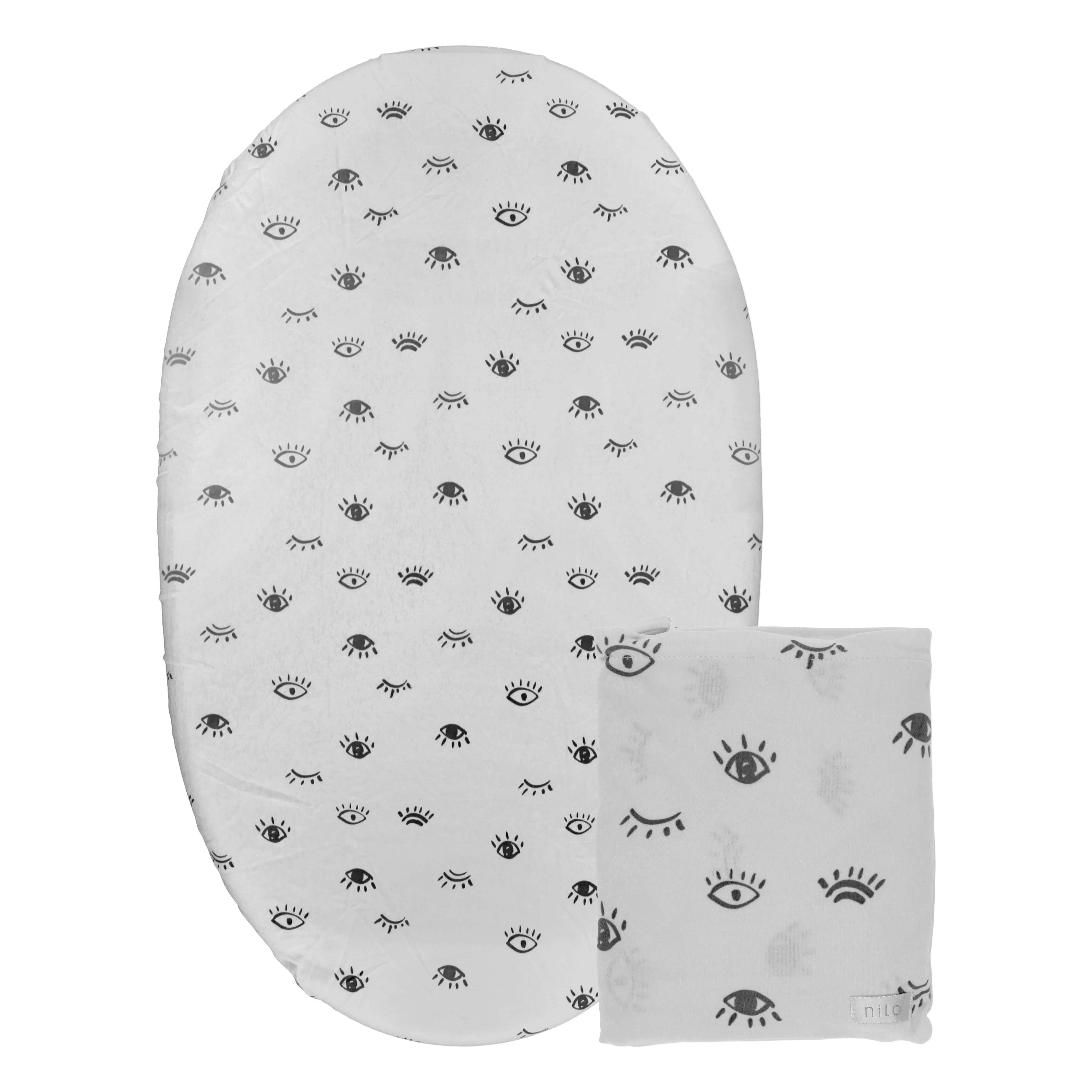 Bassinet Sheet Eyes White/Black