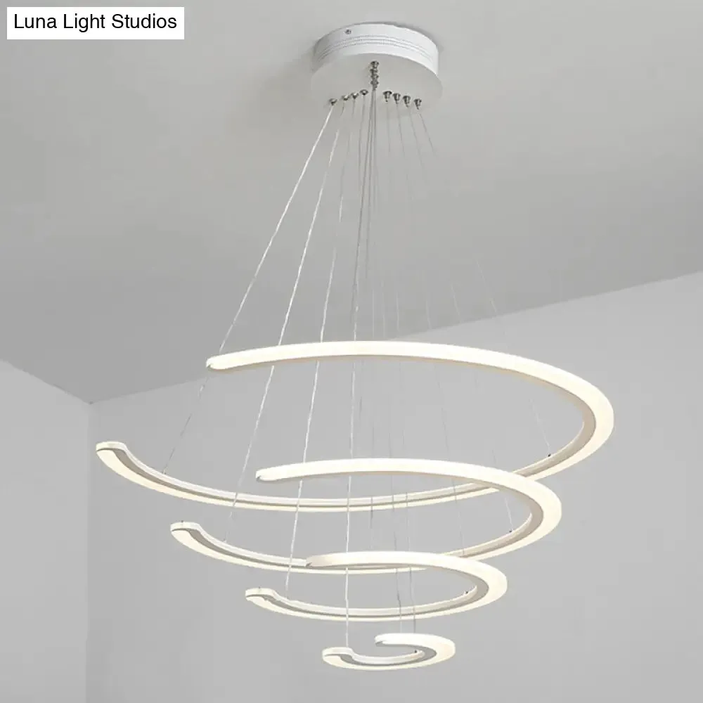 C Ring Dining Room Chandelier Acrylic LED 1/2/3 Light Postmodern Ceiling Pendant in Warm/White/Natural Light