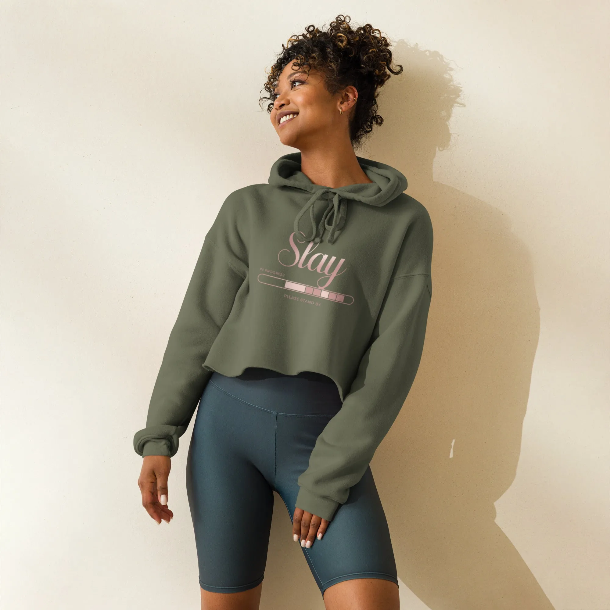 DUO MODERN "Slay In Progress" Please Stand By Crop Hoodie