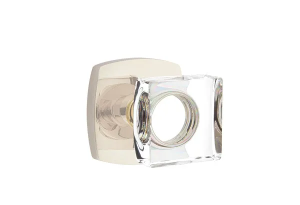 Emtek Modern Square Crystal Knob with Urban Modern Rosette