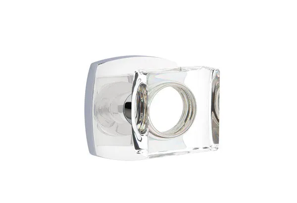 Emtek Modern Square Crystal Knob with Urban Modern Rosette