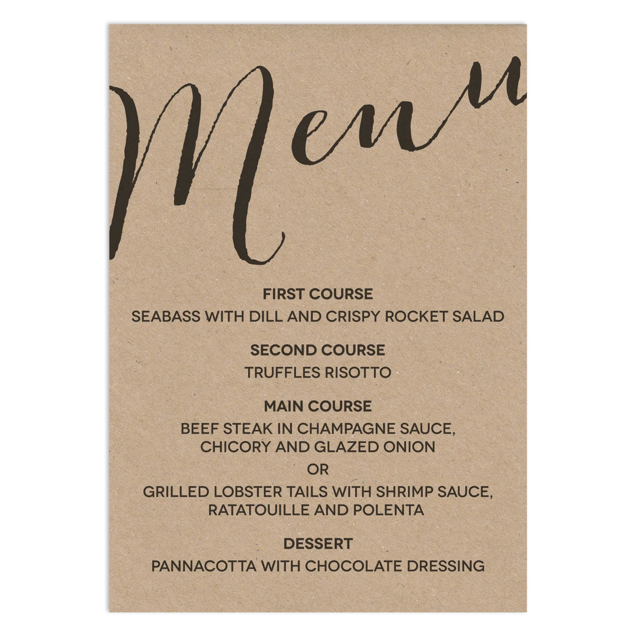 Modern Calligraphy Menu Cards