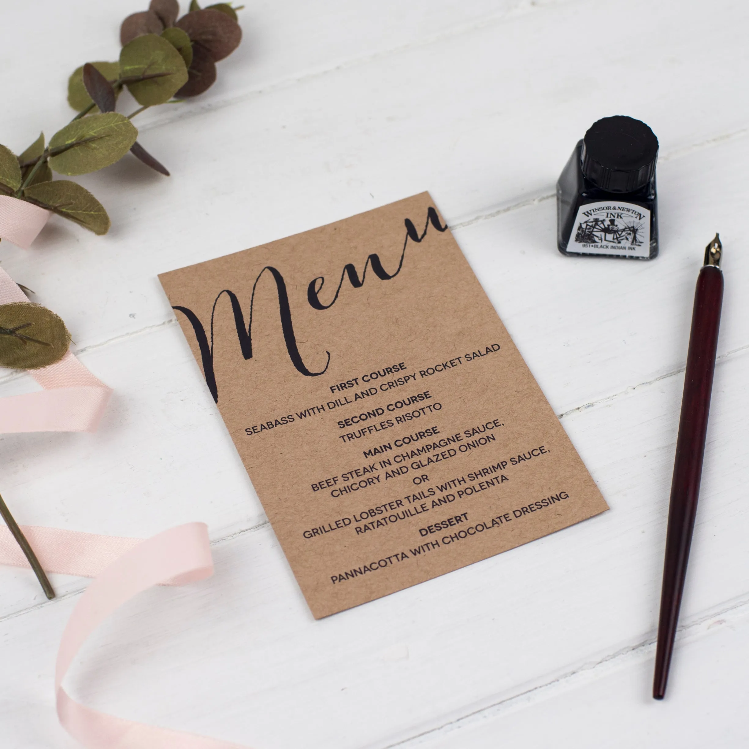 Modern Calligraphy Menu Cards