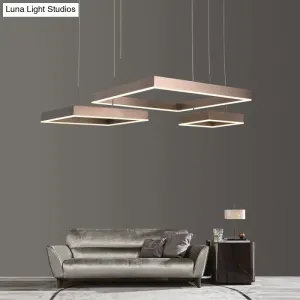 Modern Square Acrylic LED Chandelier - Coffee Finish Pendant Ceiling Light