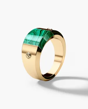 MONTANA Gold Signet Ring with Malachite