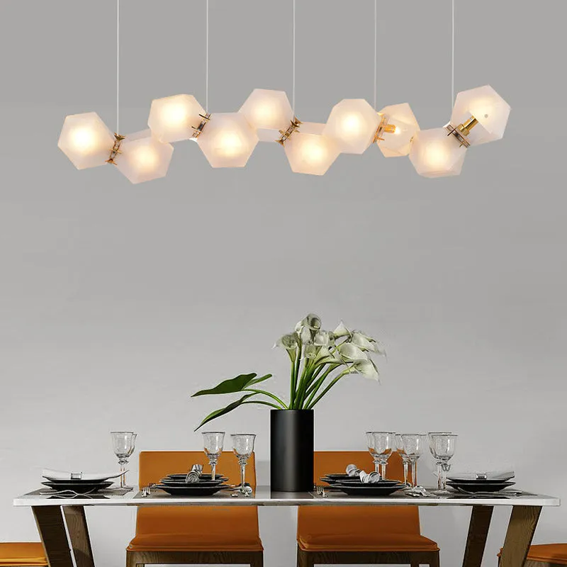 Postmodern Geometric Frosted Glass 6/8/10 Head Gold Hanging Chandelier for a Stylish Lighting Solution