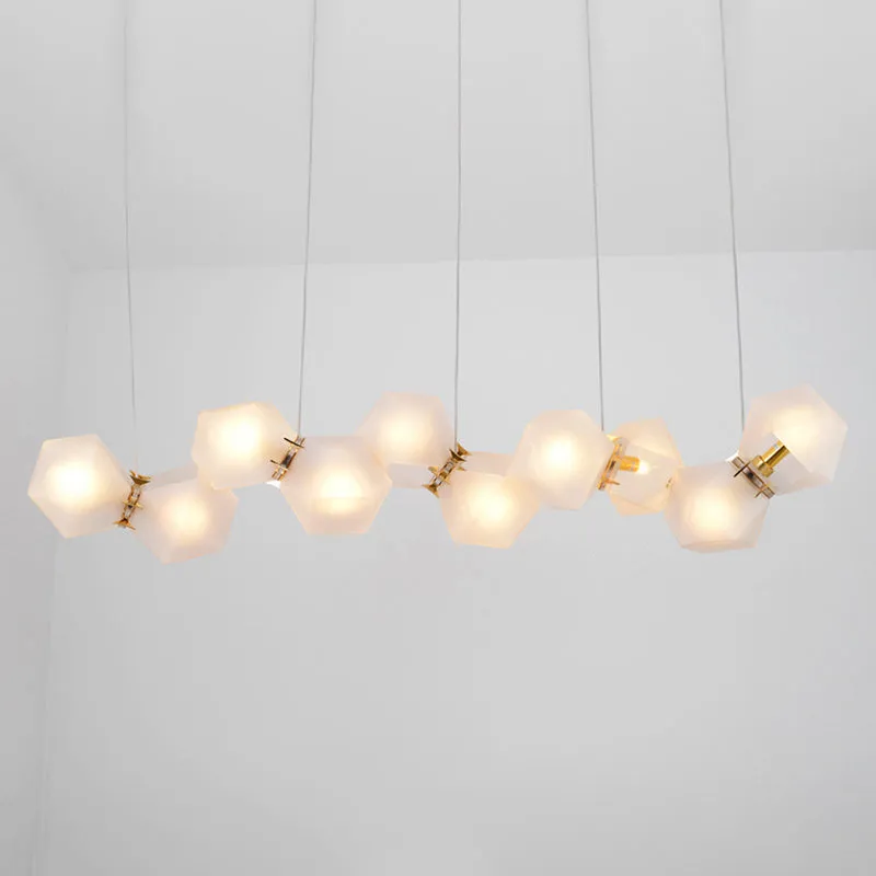 Postmodern Geometric Frosted Glass 6/8/10 Head Gold Hanging Chandelier for a Stylish Lighting Solution