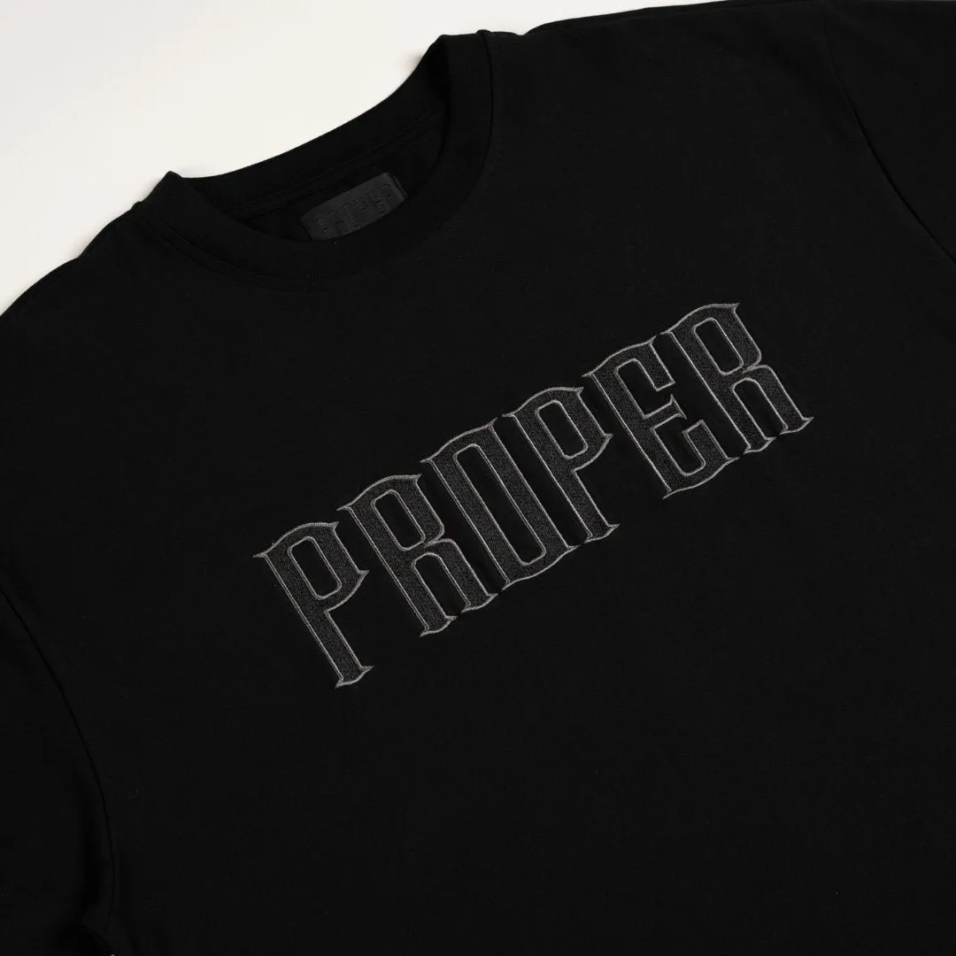 PROPER FITTED EMBROIDERY TEE BLACK
