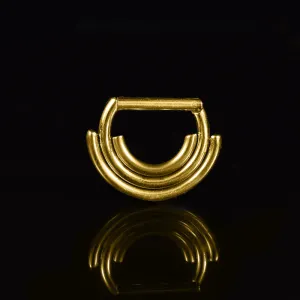 Small Gold Hinged Clicker with Triple Rings