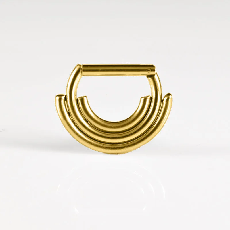 Small Gold Hinged Clicker with Triple Rings