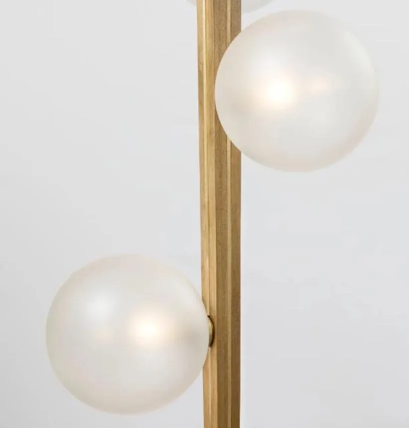 Statement Wooden Ceiling Light With Glass Globes