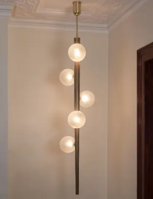 Statement Wooden Ceiling Light With Glass Globes