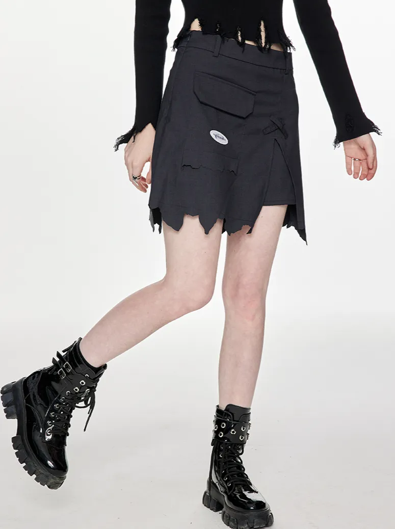 Trendy Pocket Logo Mode Skirt