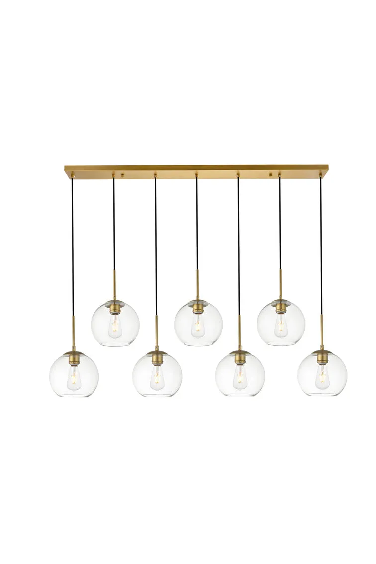 ZC121-LD2230BR - Living District: Baxter 7 Lights Brass Pendant With Clear Glass